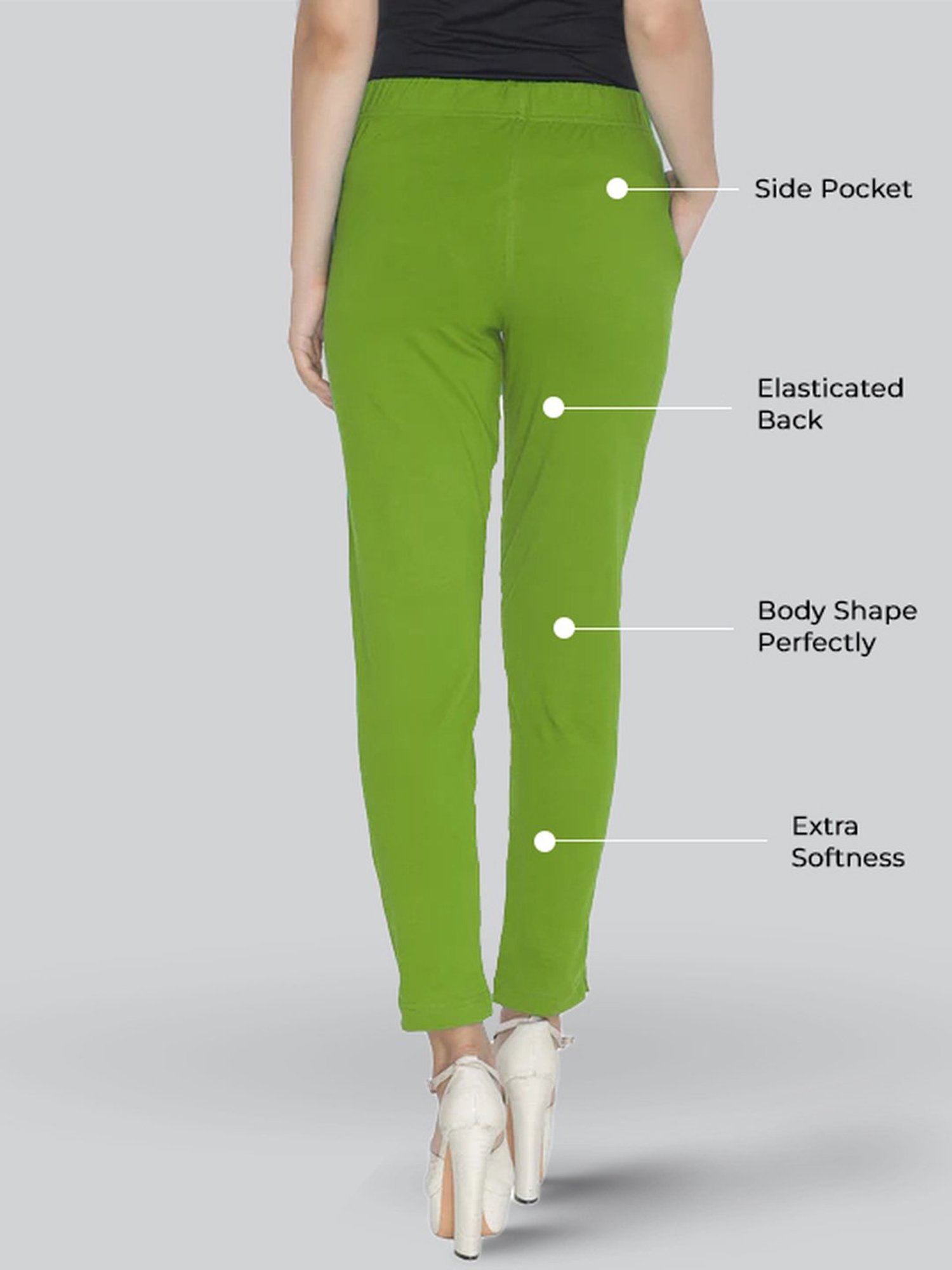 Lyra Lime Green Cotton Ankle Length Pants