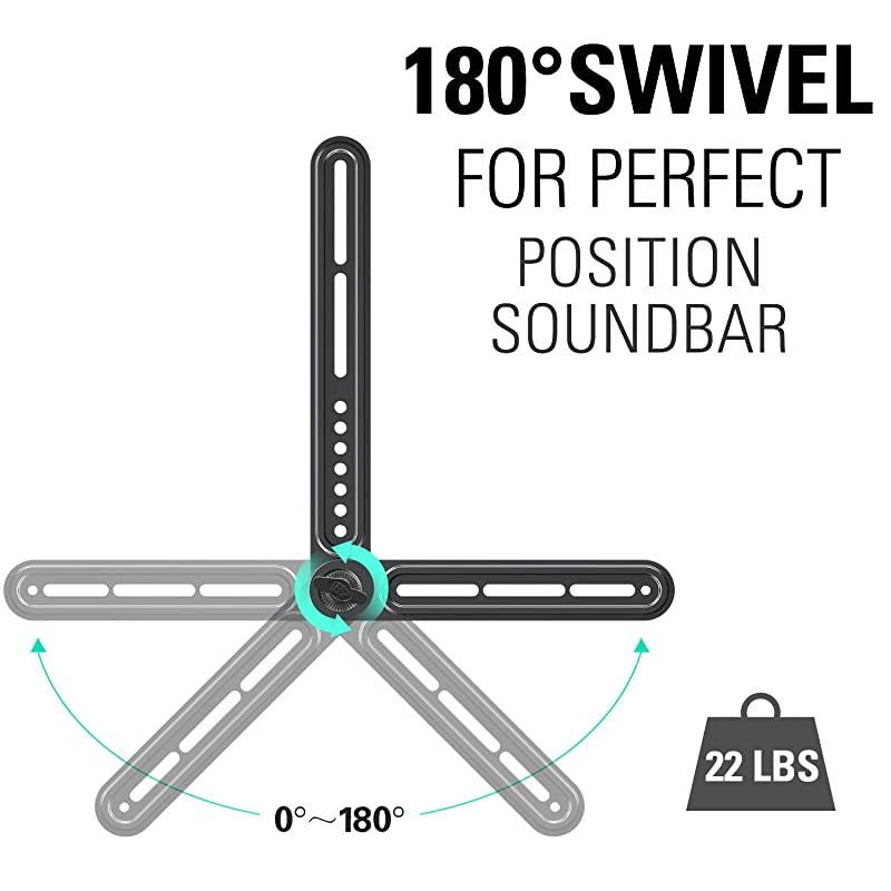 Soundbar Mount Sound Bar TV Bracket for Above or Under TV Fits Most of Sound Bars Up to 22 Lbs with Detachable Long and Short Extension Plates MD5420