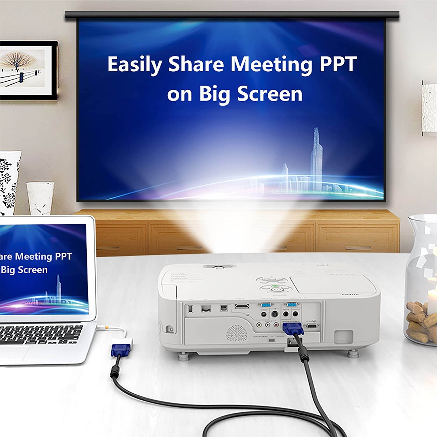 (2 Pack) 15Pin VGA Male to Male Cable - 3Feet