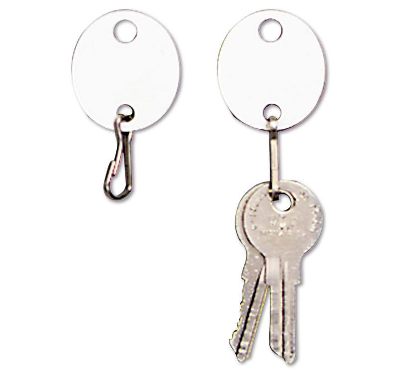 SteelMaster Oval Snap-Hook Key Tags Plastic 1 1/8 x 1 1/4 White 20/Pack 201800706