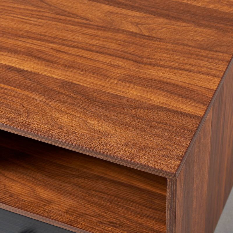 Henry Coffee Table with Faux Leather Handle Walnut/Black - Versanora