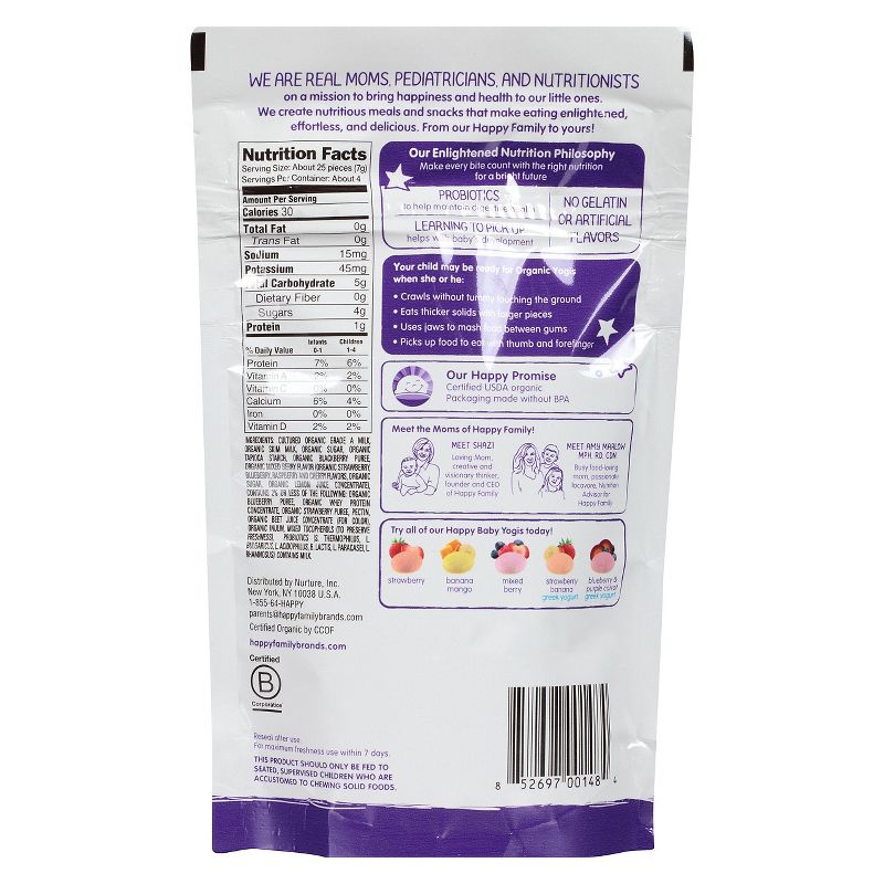 HappyBaby Organic Yogis Mixed Berry Yogurt & Fruit Baby Snacks - 1oz