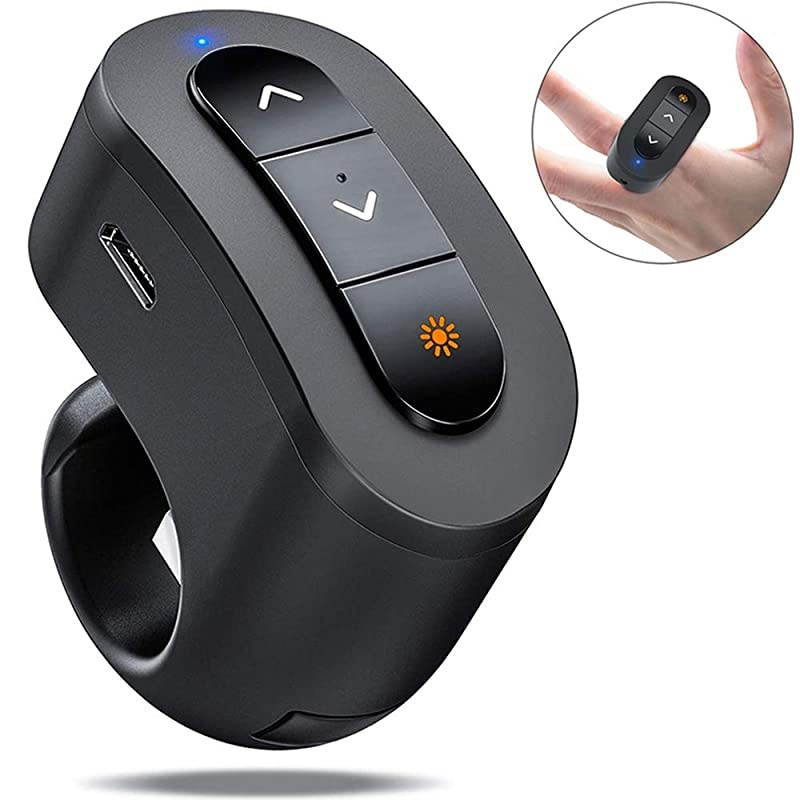 Presentation Clicker USB Rechargeable Powerpoint Clicker Finger Ring RF 24GHz Wireless Presenter Clicker for Powerpoint Presentations Presentation Remote for Mac Keynote Laptop etc