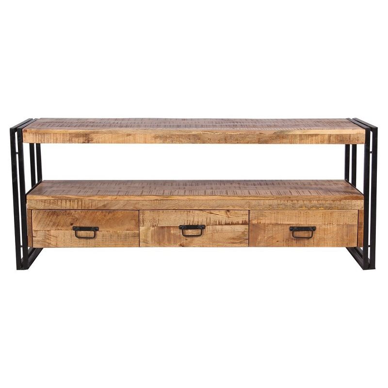 Industrial Reclaimed Wood and Iron 3 - Drawer 70" TV Console - Timbergirl