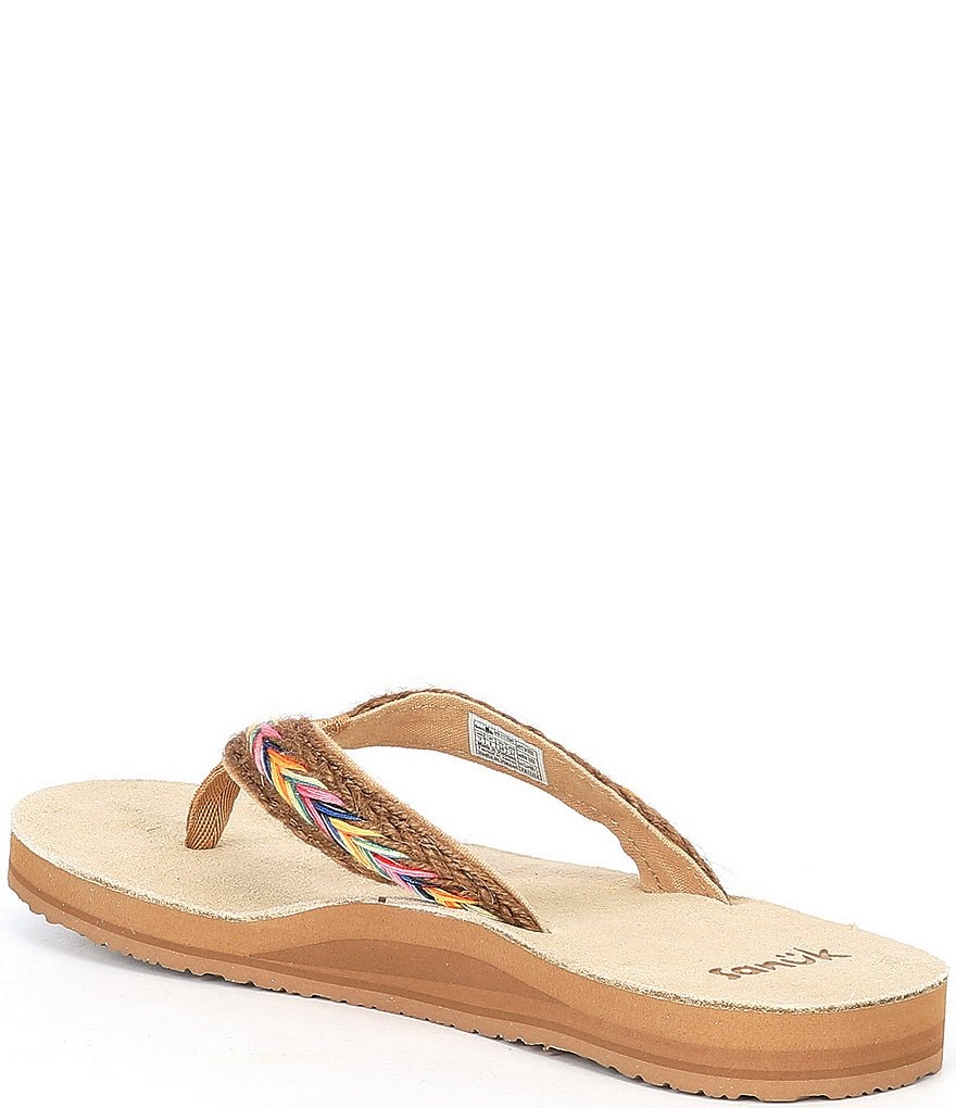 Sanuk Women's Fraidy Hemp Rainbow Flip Flops