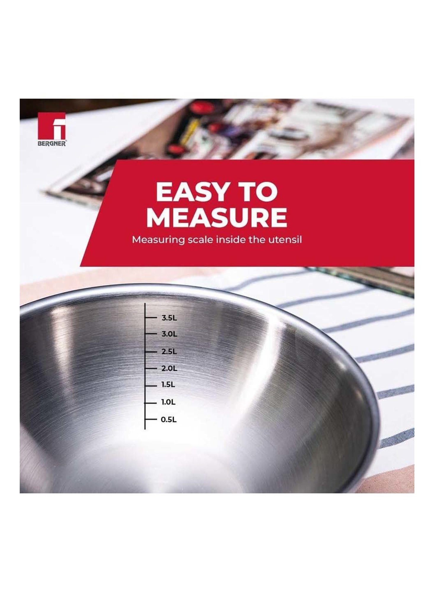 Bergner Tripro Silver Stainless Steel 26 cm Induction Friendly Triply Serve Wok With Lid (3.8 L)