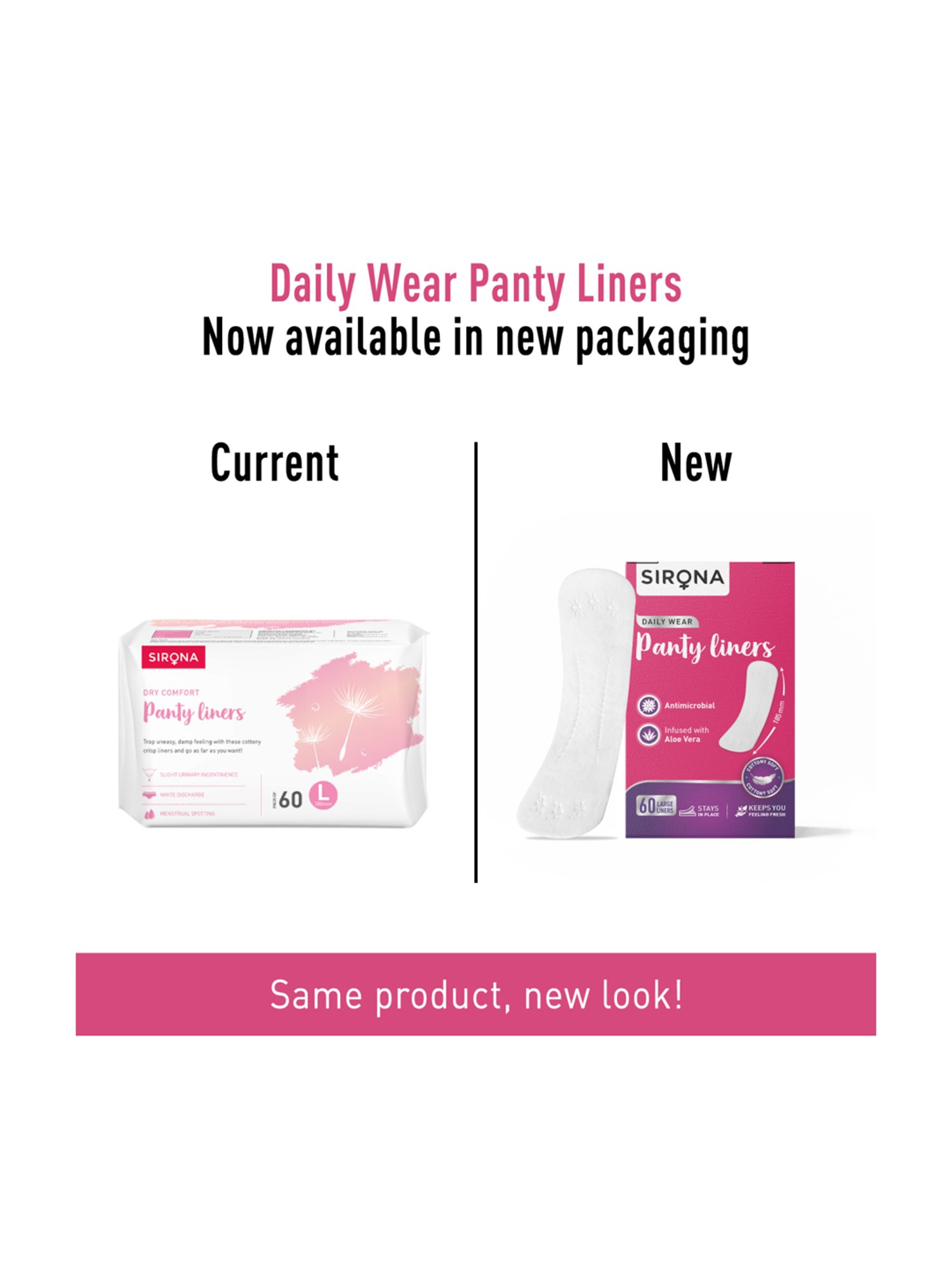 Sirona Dry Comfort Panty Liners - Large (L) - 60 Pcs