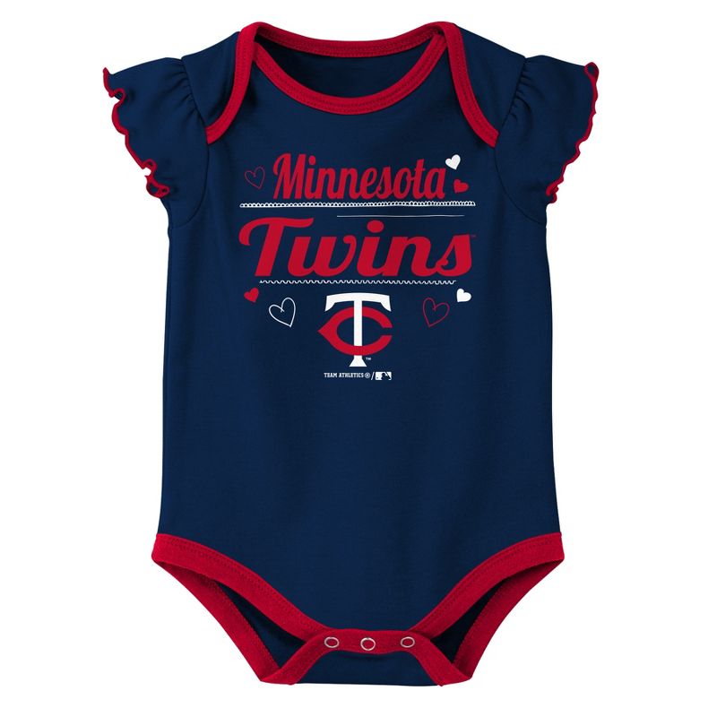 MLB Minnesota Twins Girls' Bodysuit 3pk - 0-3M