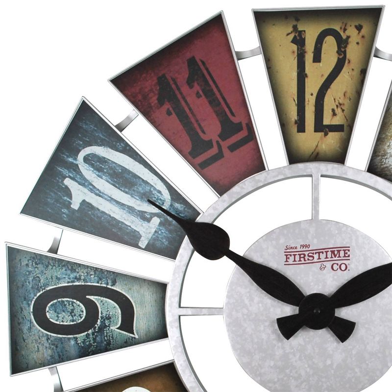24" Numeral Windmill Farmhouse Wall Clock Galvanized Finish - FirsTime & Co.