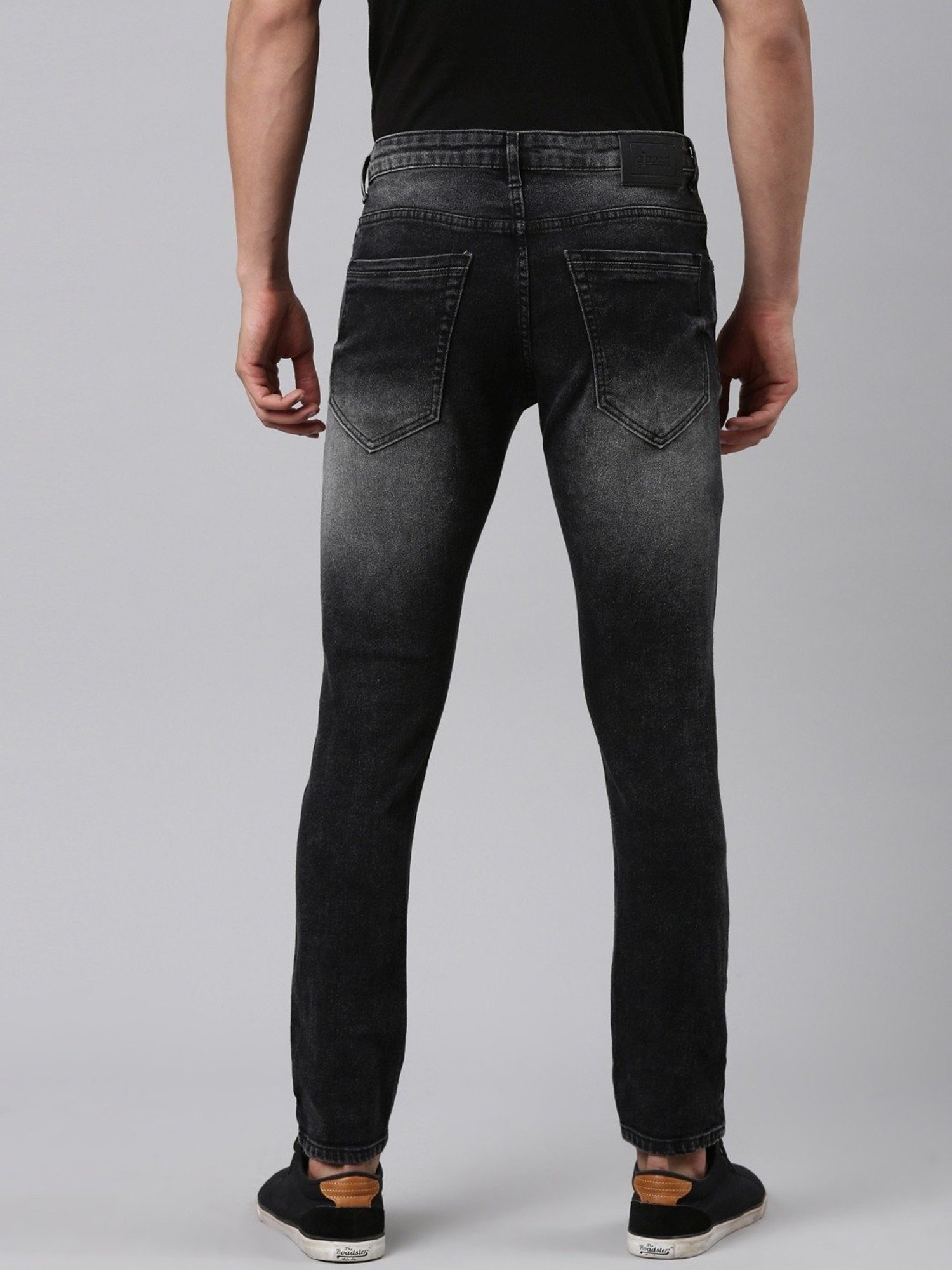 CINOCCI Black Cotton Slim Fit Jeans