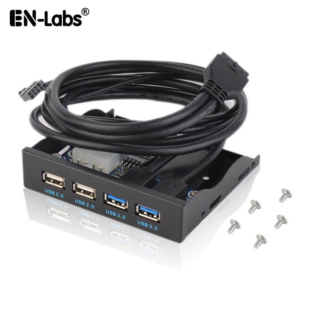 EnLabs FP35U22U32M PC Case 3.5 inch front panel 4 Ports USB Hub,2 Ports USB 3.0 & 2 Ports USB 2.0,2ft USB Type A Female to motherboard Adapter Cable