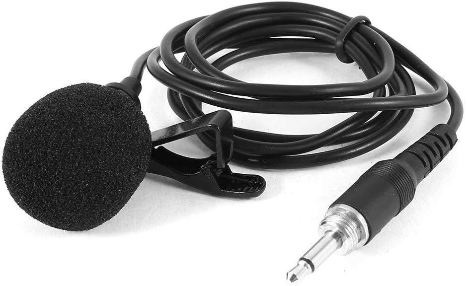 uxcell 3.5mm Mono Connector Sponge Cover Lapel Tie Clip Microphone MIC Black 3.3Ft