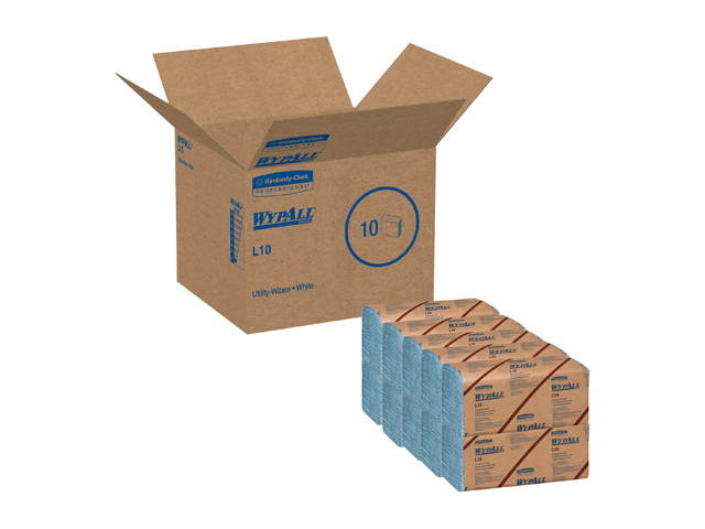 WypAll L10 Disposable Towels (05123), Windshield Wipe, 1-PLY, Banded, Blue, 12 Packs / Case, 200 Wipes / Pack, 2,400 Sheets / Case