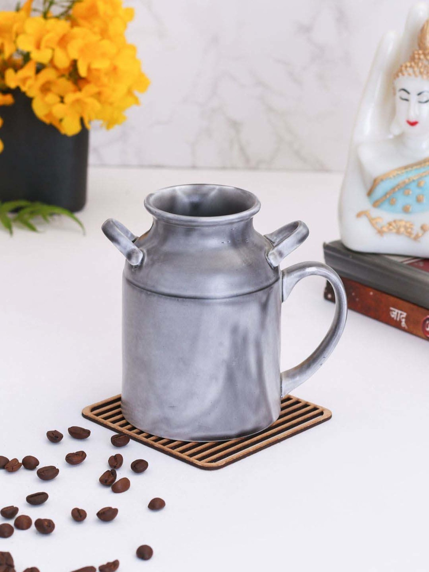 Clay Craft Multicolor Fine Ceramic Milk Mug - 350 ml - 1 Pc