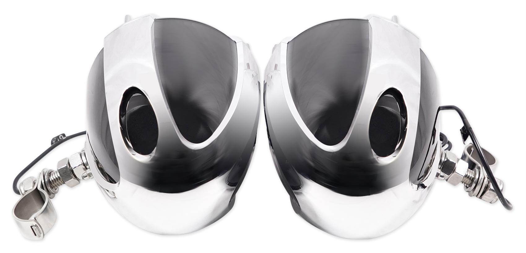 boss audio mc750b bluetooth, weatherproof speaker and amplifier sound system, two 4 inch speakers, bluetooth amplifier, inline volume control, ideal for motorcycles/atv and 12 volt applications