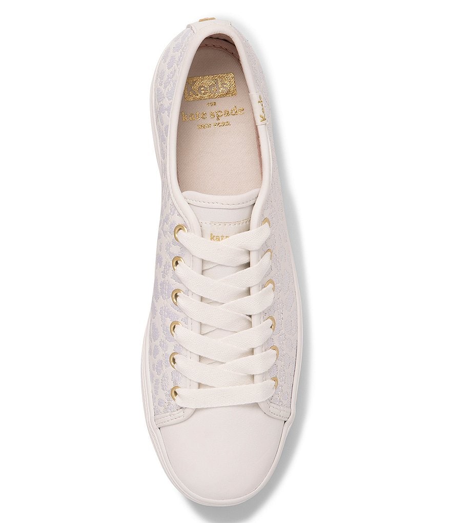 Keds Keds x kate spade new york Triple Kick Embroidered Leopard Leather Sneakers