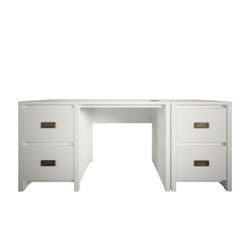 Monarch Hill Haven Single Pedestal Desk and Nightstand Bundle, White