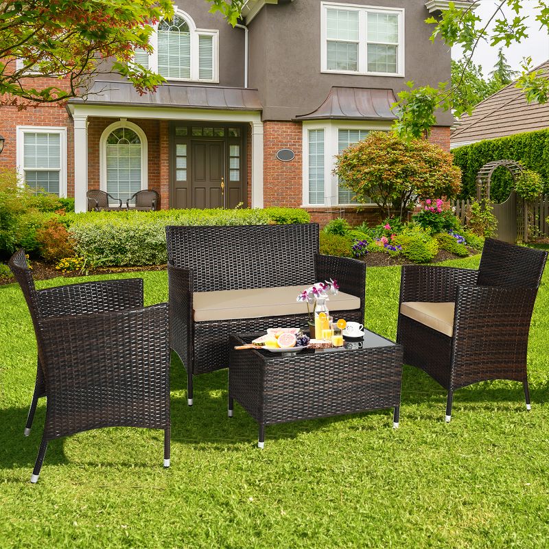 7pc Studio Shine Collection Patio Conversation Set with Sofa, 4 Armchairs & 2 Tables - W Unlimited
