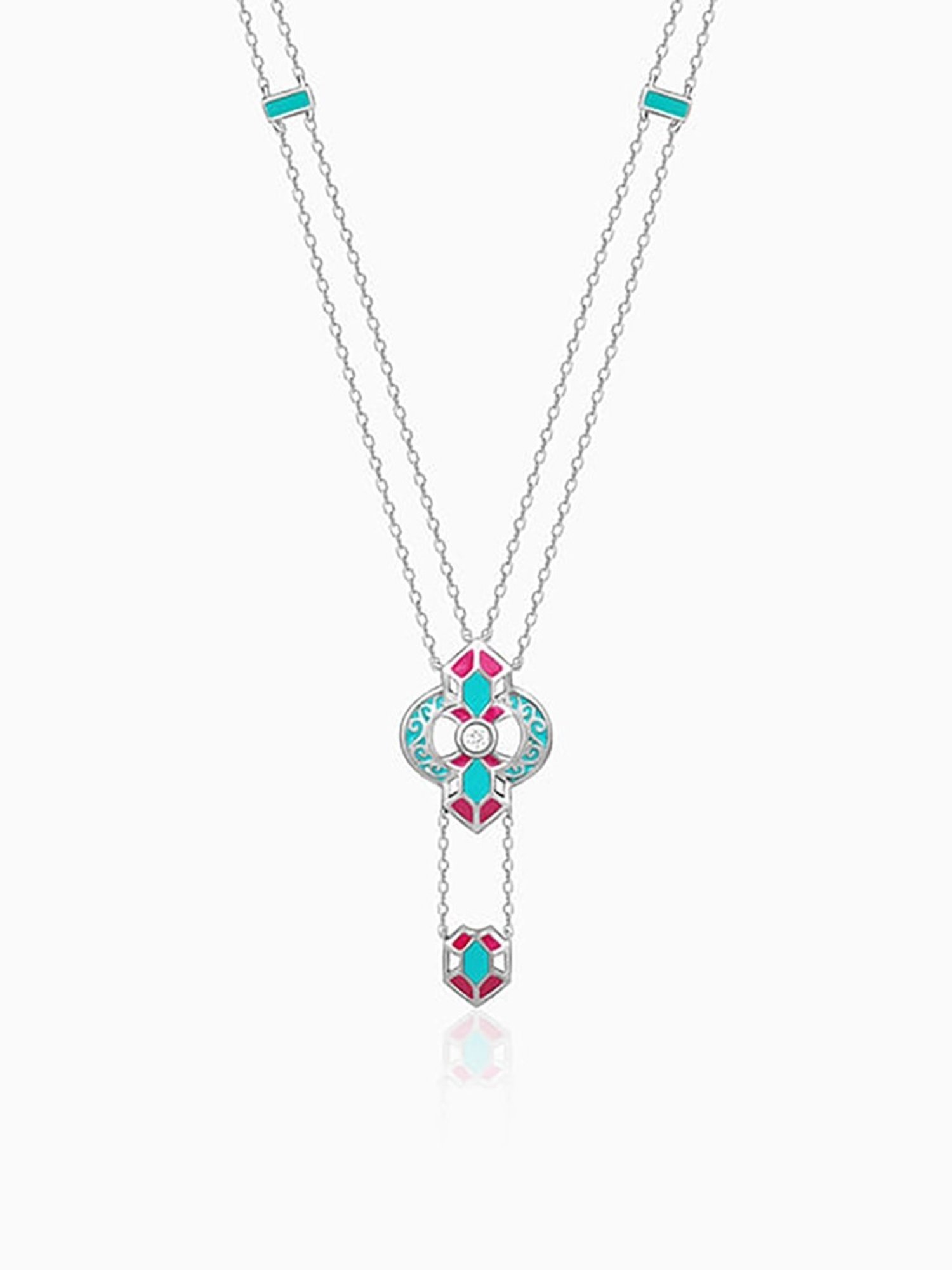 GIVA 92.5 Oxidized Silver Quatrefoil Necklace