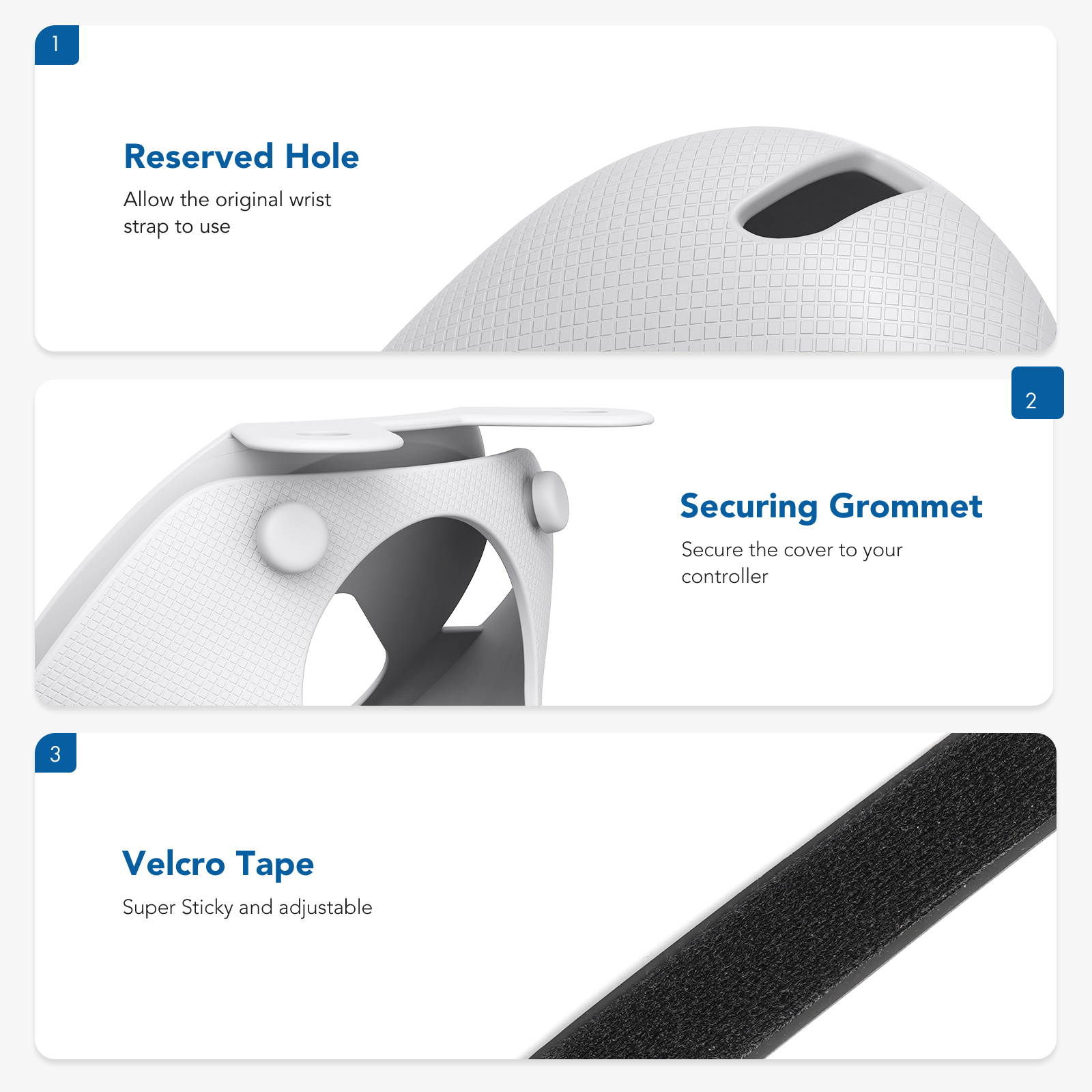 KIWI design Silicone Grip Cover for Oculus Quest 2 Hand Controller Grips Accessories Anti-Throw VR Protective Knuckle Straps (White, 1 Pair)