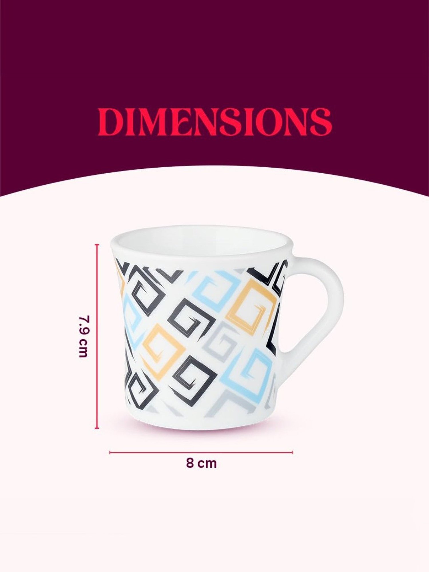 Larah by Borosil White Ceramic Tea & Coffee Mug - Set fo 6 210ml