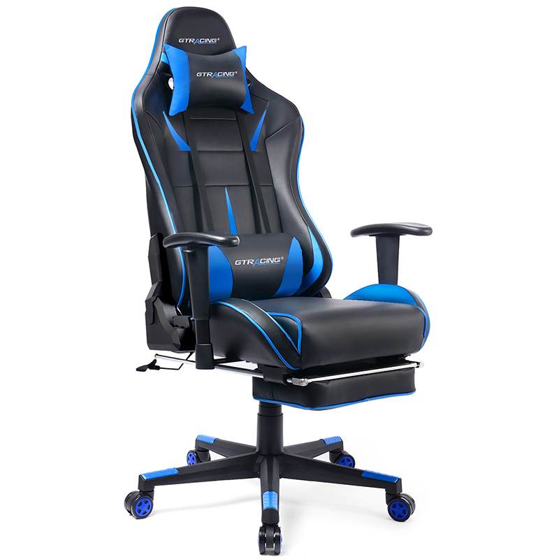 GTRACING Big and Tall Gaming Chair with Footrest Heavy Duty Adjustable Recliner with Headrest Lumbar Support Pillow High Back Ergonomic Leather Racing Computer Desk Executive Office Chair