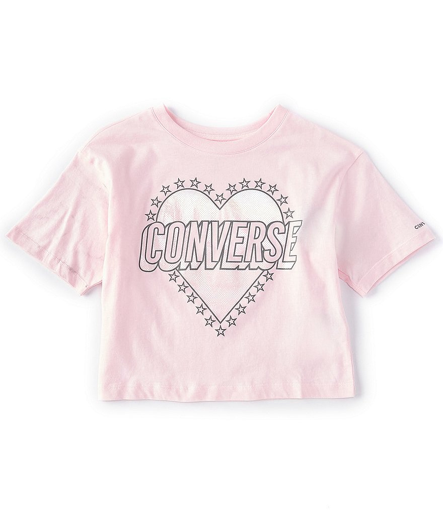 Converse Big Girls 7-16 Short-Sleeve Foil Heart Boxy Tee
