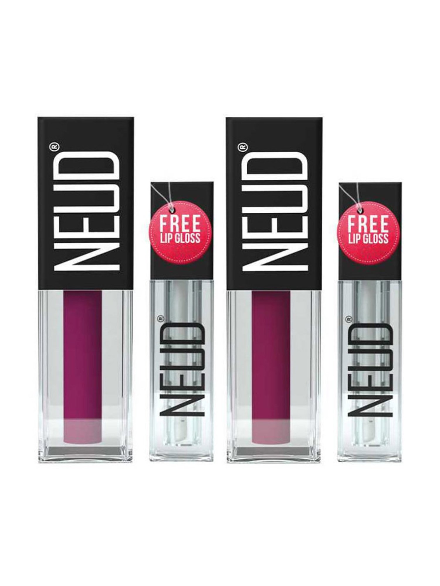 Neud Matte Liquid Lipstick Combo Mauve-a-Licious & Boss Lady with Two Lip Gloss Free