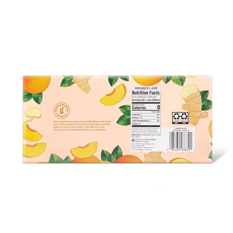 Ginger Peach Sparkling Water - 8pk/12 fl oz Cans - Good & Gather™