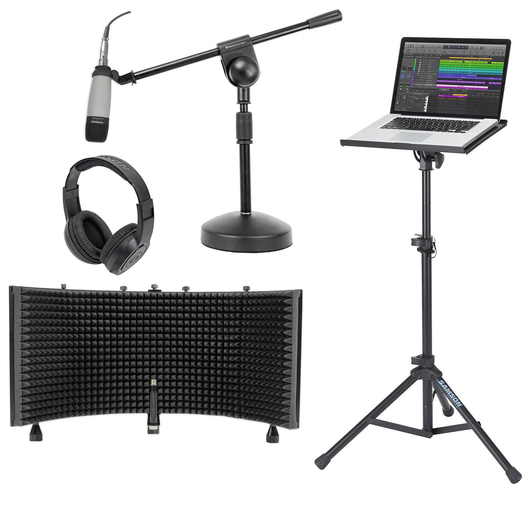 Samson C01 Studio Condenser Recording Microphone Mic+Stands+Headphones+Shield