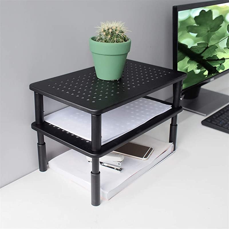 Metal Desk Dual Monitor Stand Riser, 3 Height Adjustable, 2 Packs
