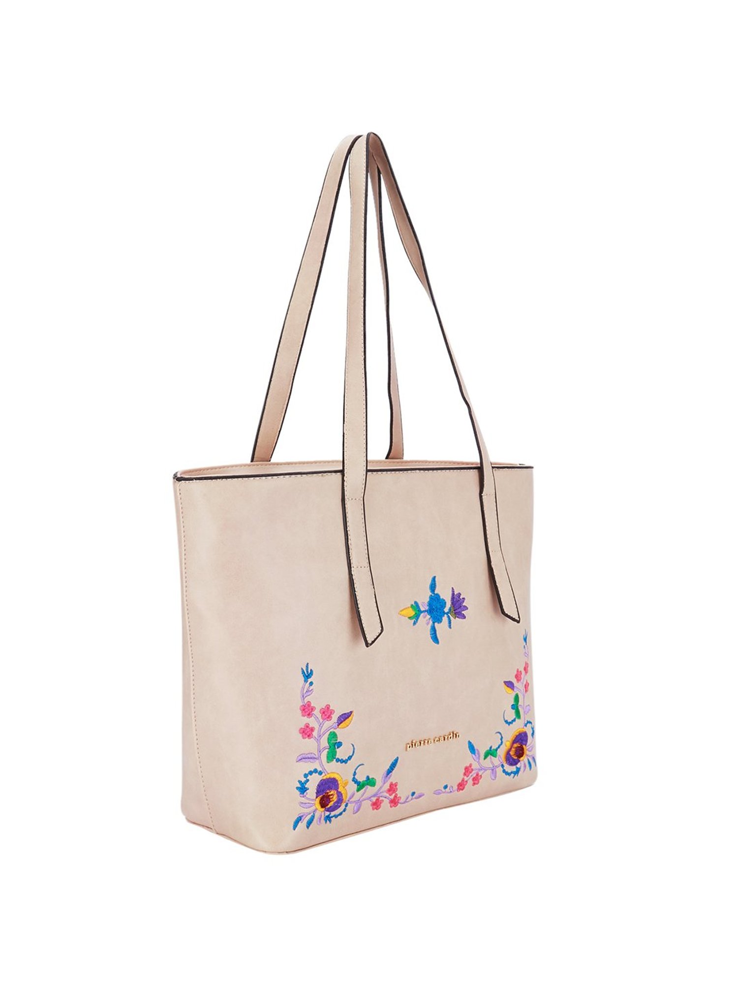 Pierre Cardin Beige Embroidered Large Shoulder Handbag