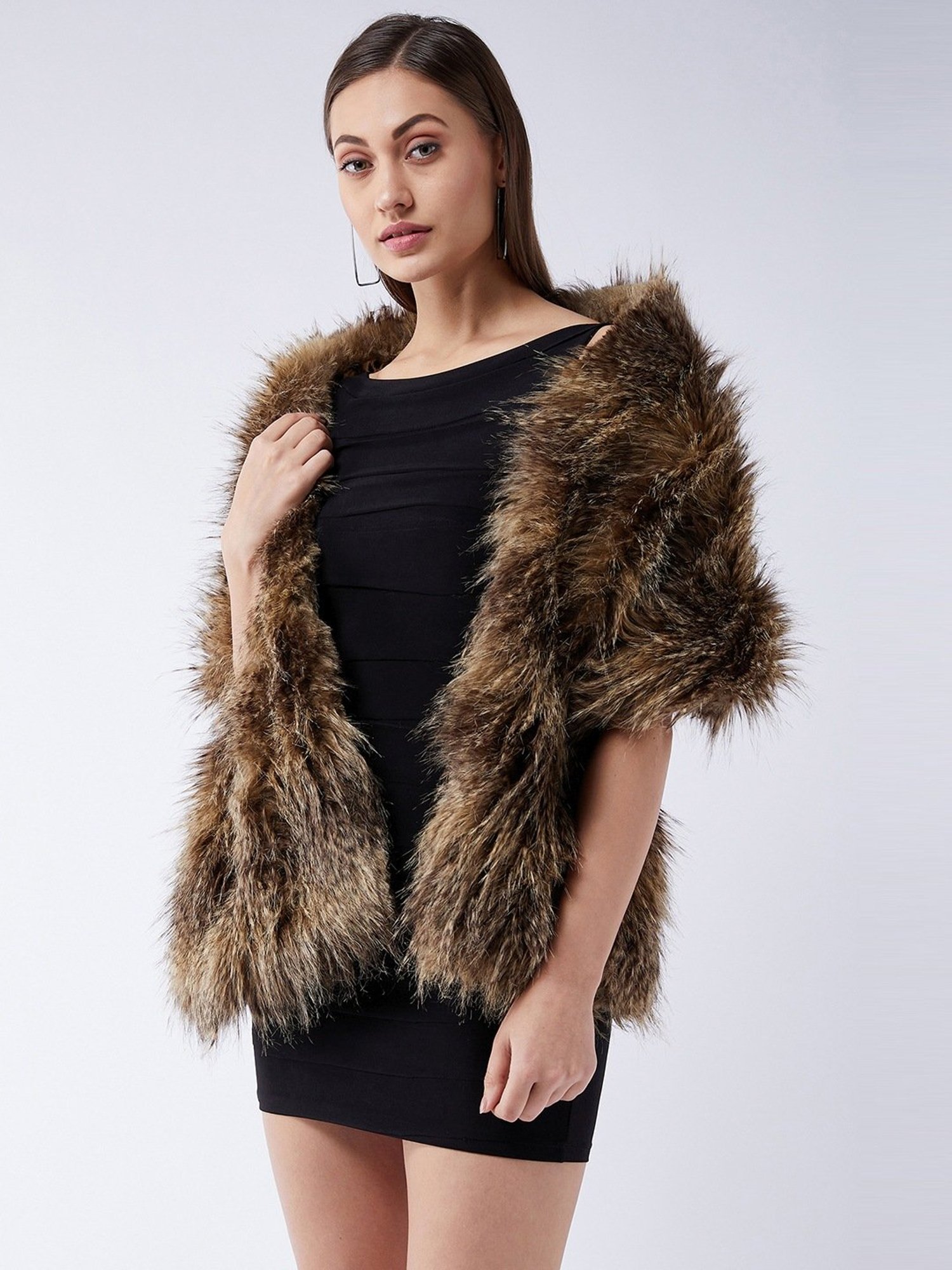 Inweave Brown & Beige Plain Cape