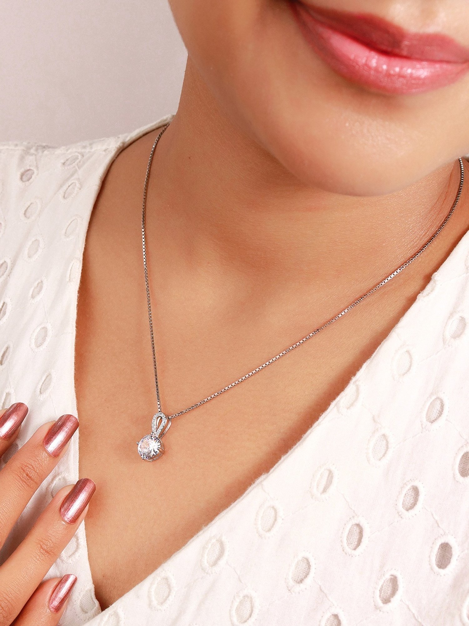 Silberry 92.5 Sterling Silver Cascade Pendant with Box Chain