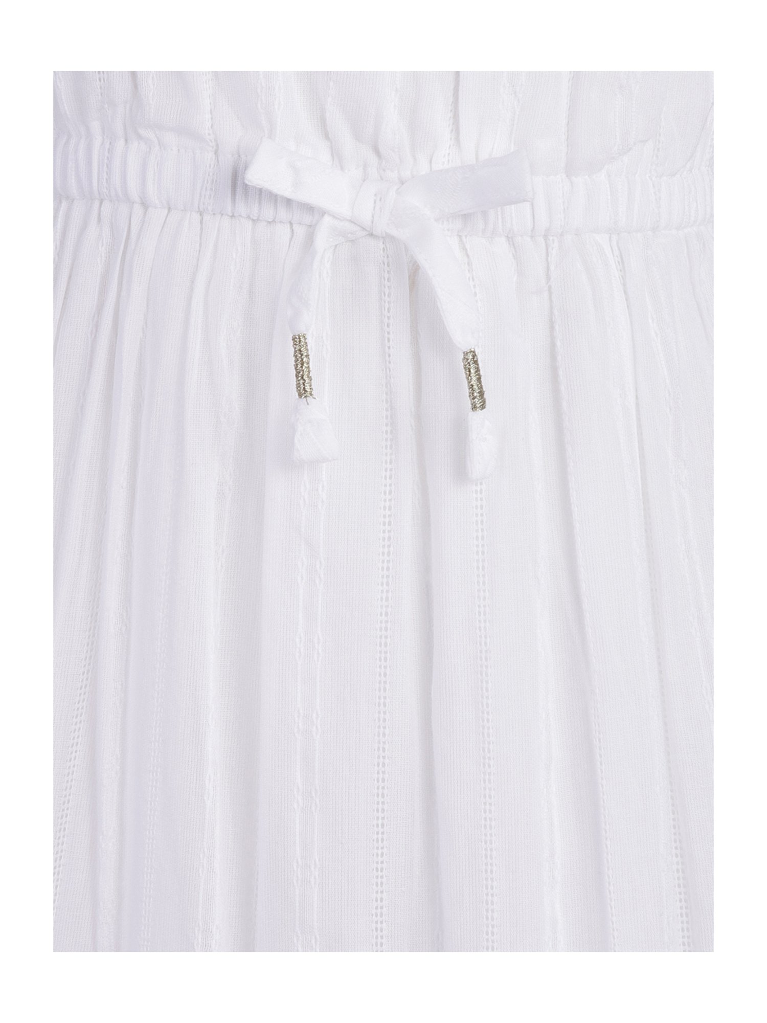 A Little Fable Kids Harmony White Cotton Self Pattern Dress