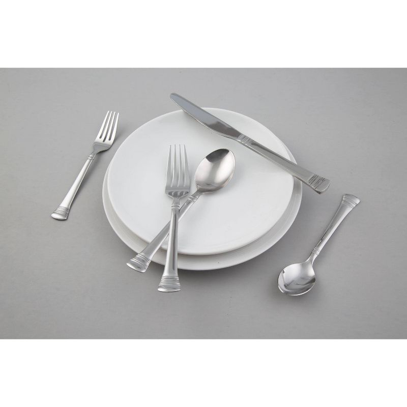 41pc Stainless Steel Burbank Mirror Silverware Set with Holder - Cambridge Silversmiths