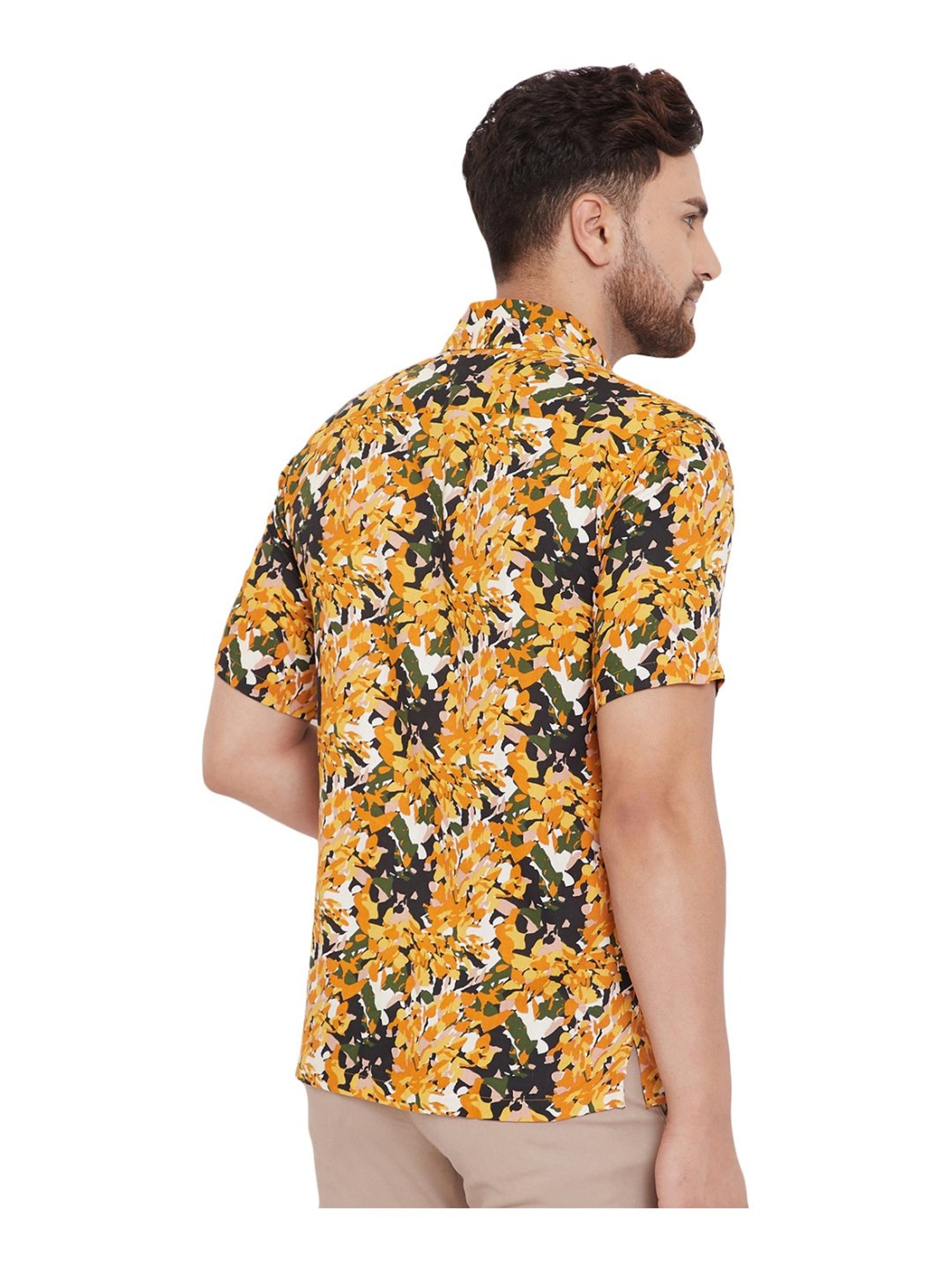 Even Yellow Slim Fit Printed Shirt