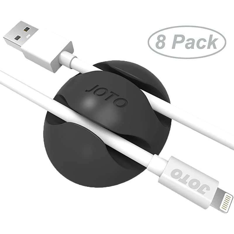 Cable Clips Cord Management System 8 pcs  Desktop Cable Organizer Desk Wall Cable Wire Clip Computer Electrical Charging or Mouse Cord Holder Dual Slots Black