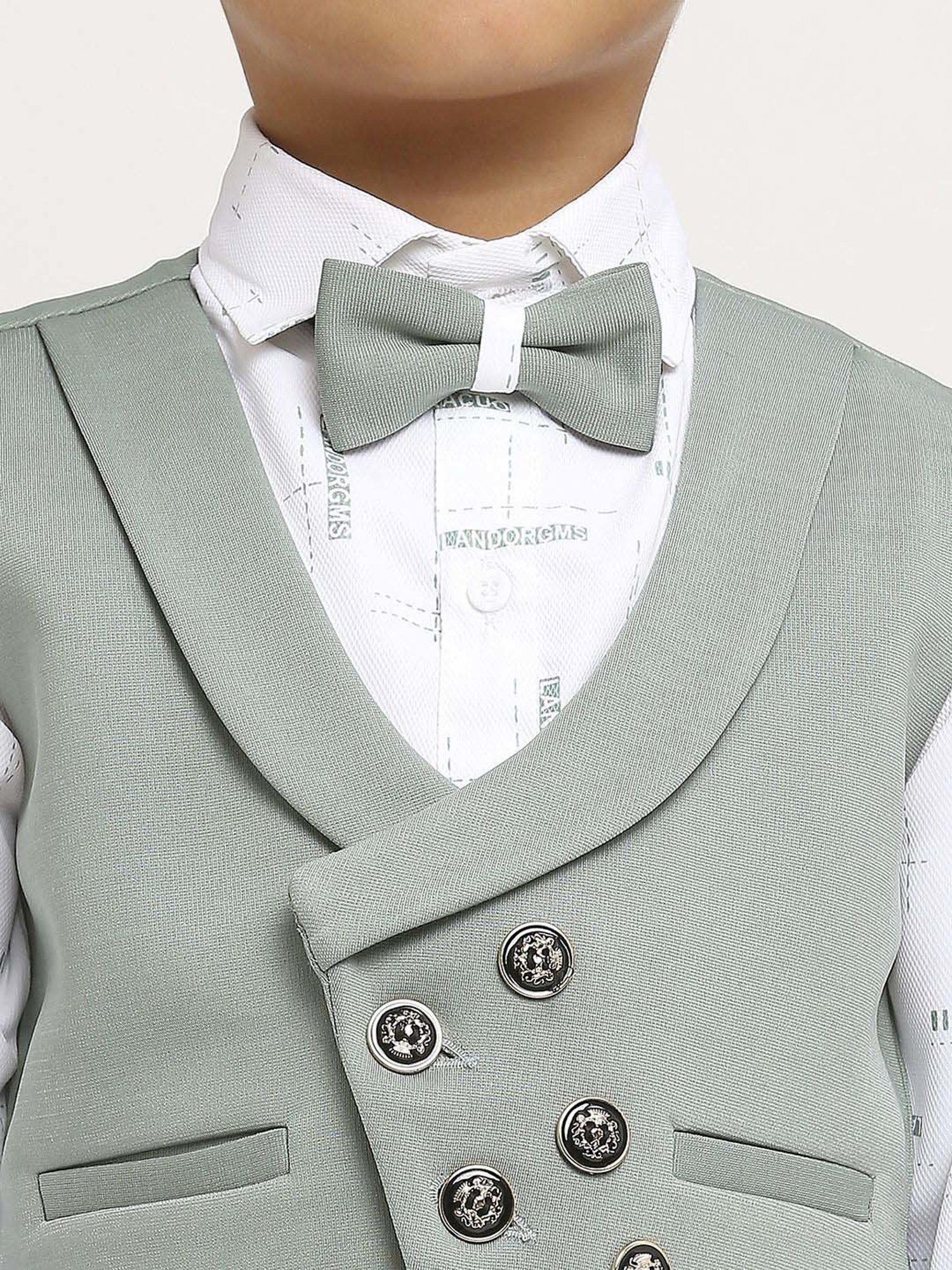 Kids Island Boys Grey Solid Full Sleeves Suit Set