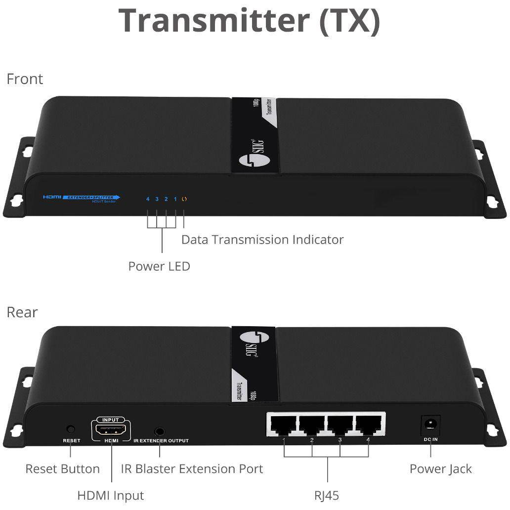 Siig 1X4 Hdmi Splitter Hdbitt Over Ip Extender - 120M