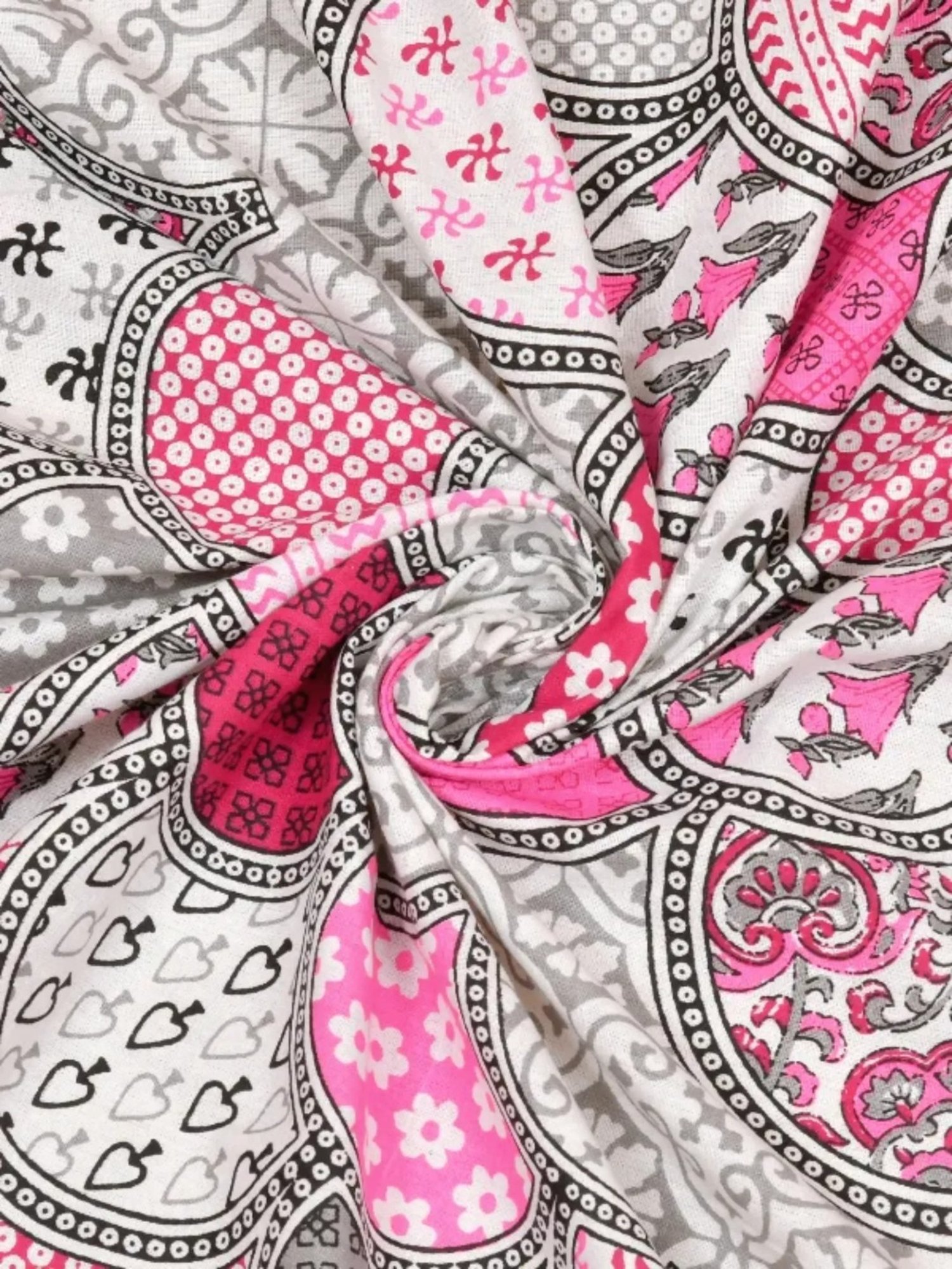 Living Roots Printed Pink 240 TC Cotton Bedsheet with 2 Pillow Covers