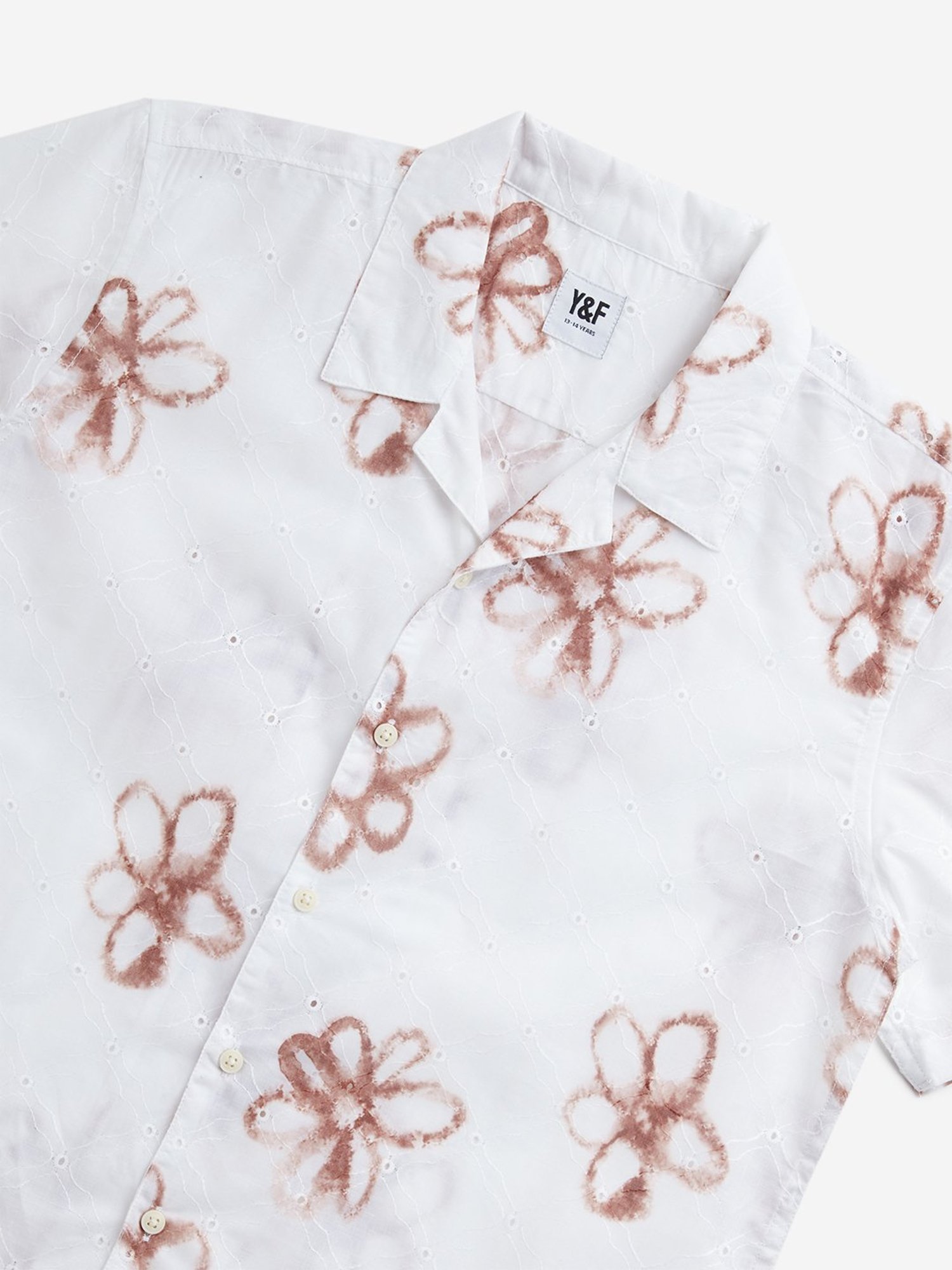 Y&F Kids by Westside White Floral Printed Resort-Fit Shirt