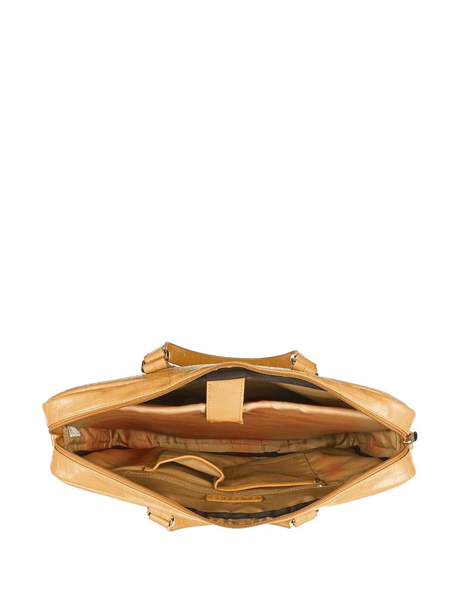 Caprese Rylee Yellow Textured Large Laptop Messenger Bag