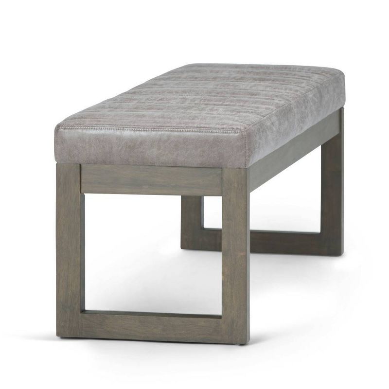 48" Kaufman Ottoman Bench Distressed Gray Taupe Faux Air Leather - WyndenHall