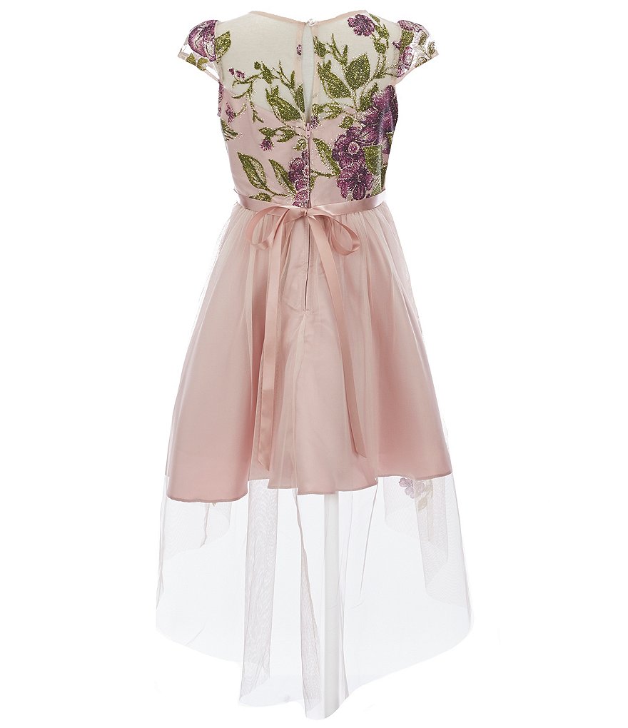 Rare Editions Big Girls 7-16 Border-Print Mesh Fit-And-Flare Dress