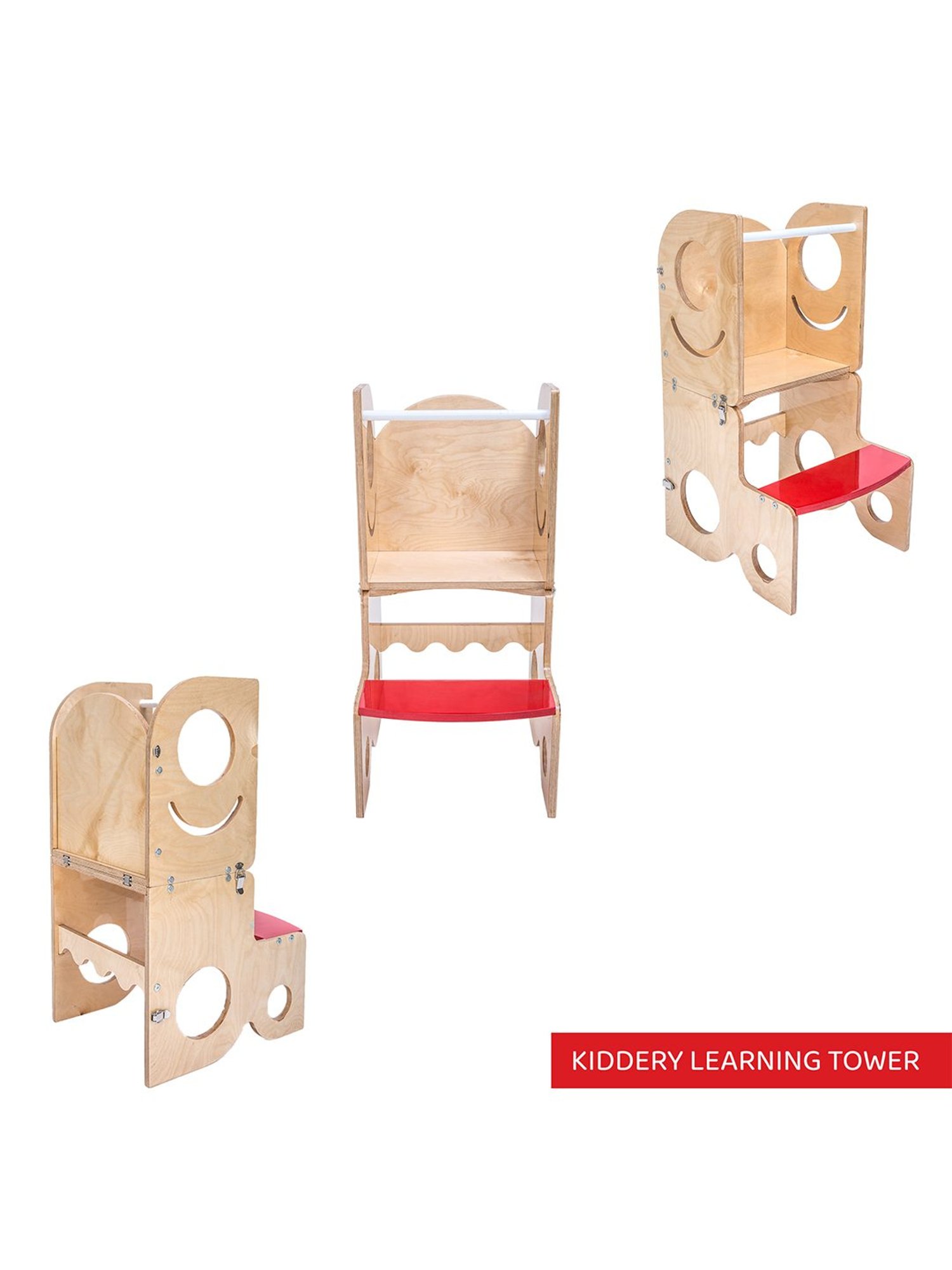Kiddery Natural Wooden Learning Tower Cum Table & Chair (Age 1-3 years)