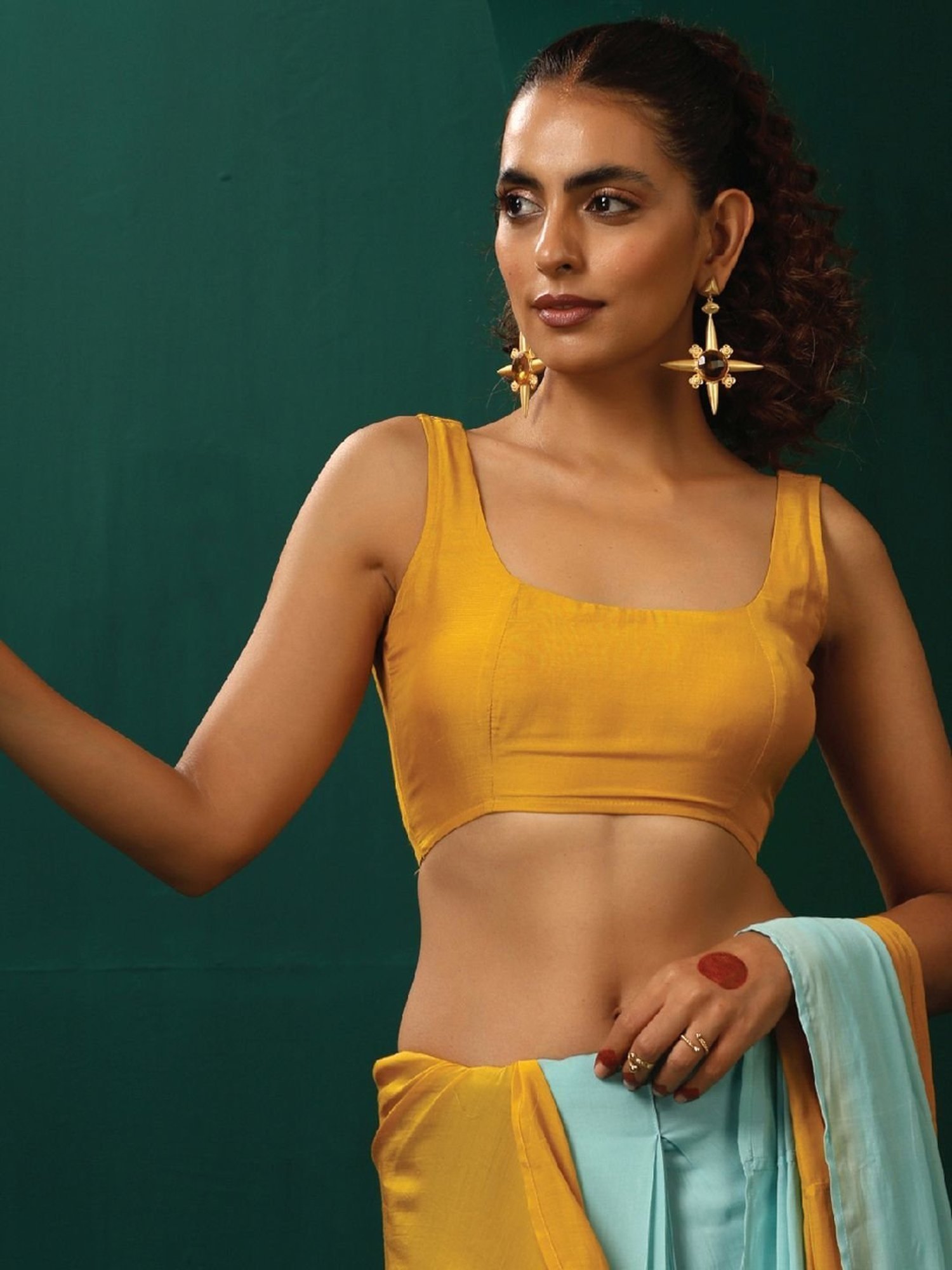 true Browns Yellow Sleeveless Blouse