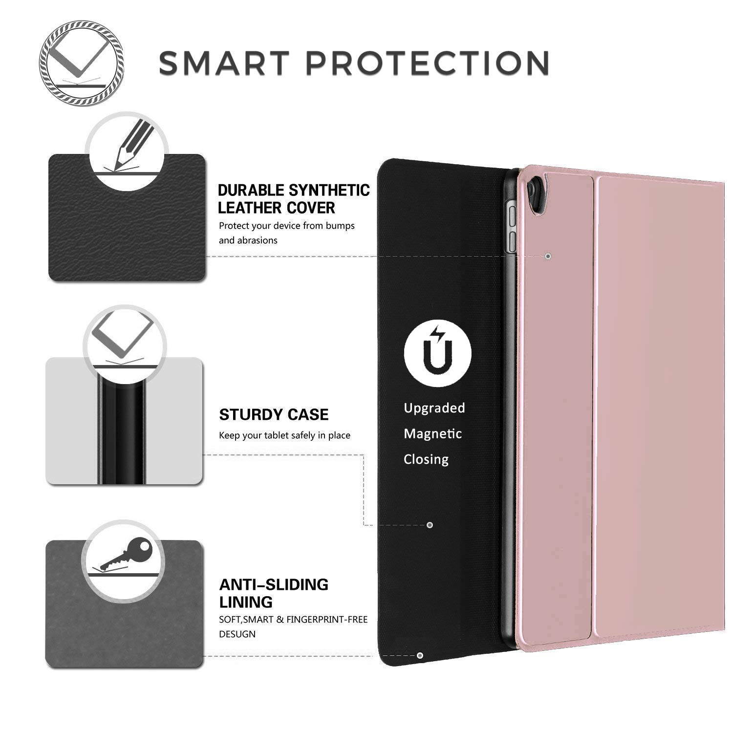 iPad 2 iPad 3 iPad 4 Keyboard Case with Backlight Thin Lightweight PU Leather Removable Wireless Bluetooth Backlit Keyboard Slim Folio Cover Soft Protection for Apple iPad 2nd 3rd 4th Generation