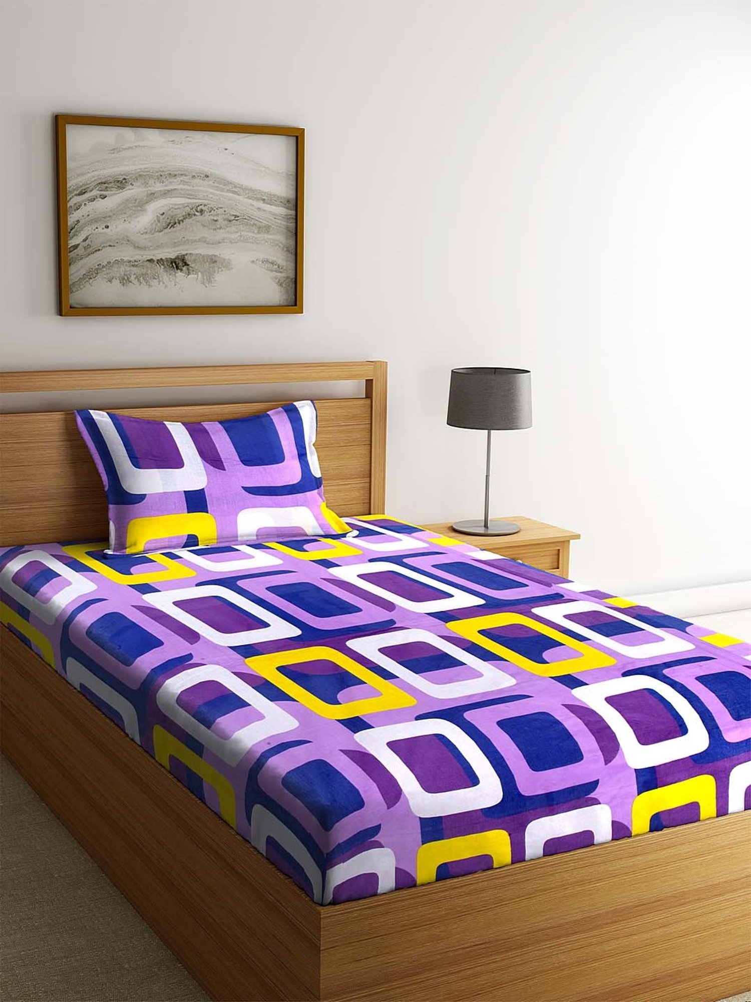 HOSTA HOMES Purple Cotton 180 TC Bed Sheet Set