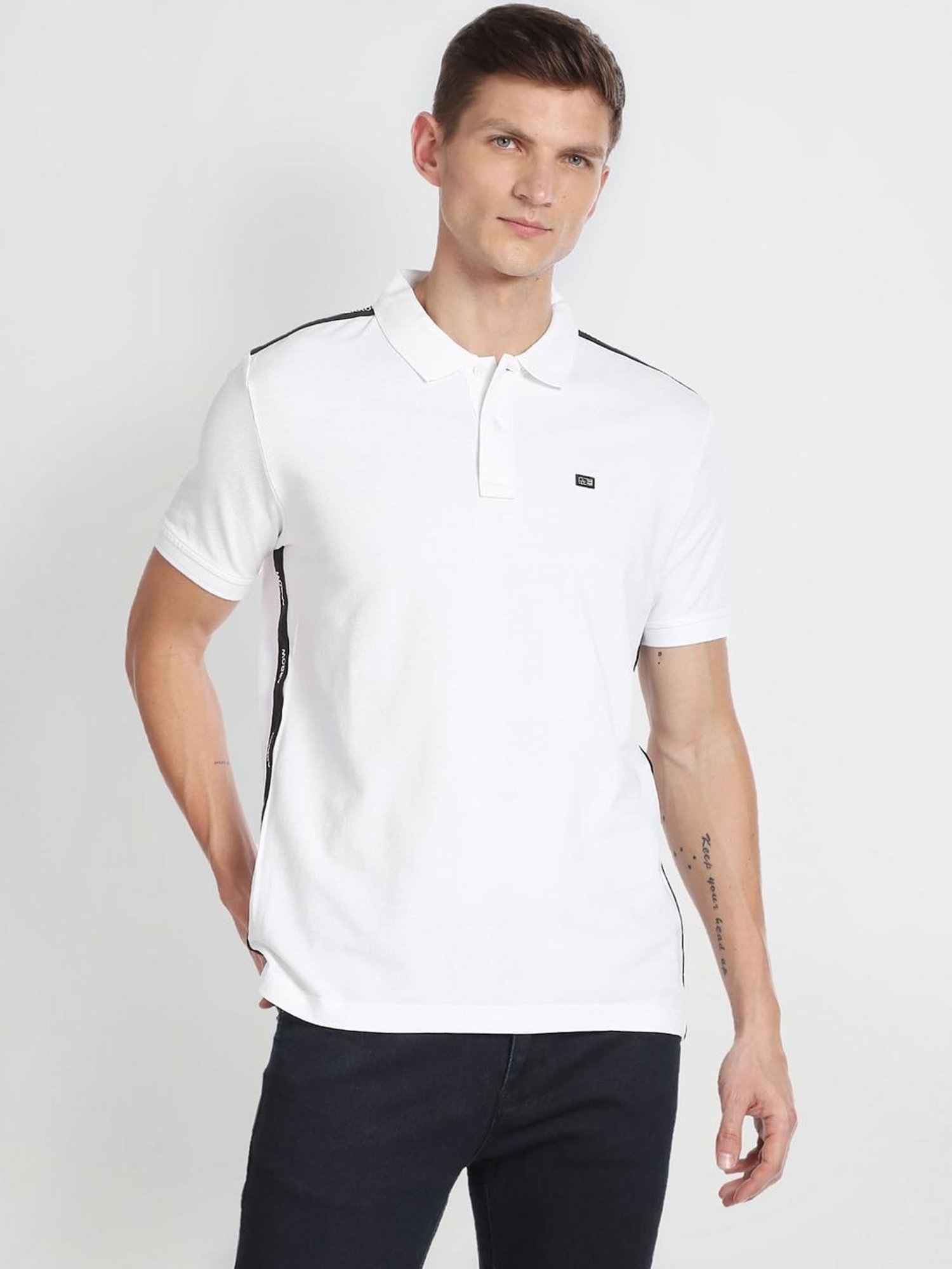 Arrow Sport White Cotton Regular Fit Polo T-Shirt